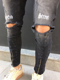 Black Printed Slim Fit Denim SJ263 Streetwear Denim Jeans - Sneakerjeans