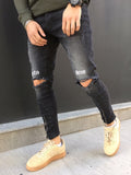 Black Printed Slim Fit Denim SJ263 Streetwear Denim Jeans - Sneakerjeans