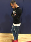 Black Printed Sweater SJ256 Streetwear Sweatershirts - Sneakerjeans