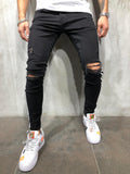 Black Side Striped Distressed Skinny Fit Denim A195 Streetwear Jeans - Sneakerjeans