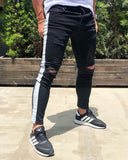 Black Side Striped Skinny Fit Denim B190 Streetwear Baggy Jeans - Sneakerjeans