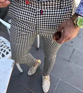 Black White Checkered Slim Fit Casual Pant DJ154 Streetwear Pant - Sneakerjeans