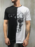 Black & White Oversize Skull Printed T-Shirt AY333 Streetwear T-Shirts - Sneakerjeans