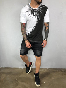 Black & White Printed Mens T-Shirt BL523 Streetwear Mens T-Shirts - Sneakerjeans