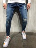 Blue Ankle Ripped Skinny Fit Jeans A223 Streetwear Mens Jeans - Sneakerjeans
