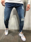 Blue Ankle Ripped Skinny Fit Jeans A223 Streetwear Mens Jeans - Sneakerjeans