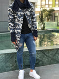 Blue Camouflage Scarf & Handwarmer sewn Asymetric Jacket 18711 Streetwear Jacket - Sneakerjeans