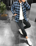 Blue Checkered Jacket KB148 Streetwear Shearling - Sneakerjeans