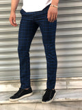 Blue Checkered Slim Fit Casual Pant DJ132 Streetwear Pant