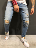 Blue Destroyed  Skinny Fit Denim A157 Streetwear Jeans - Sneakerjeans