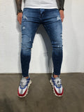 Blue Distressed V 2.0 Ultra Skinny Fit Denim BL151 Streetwear Jeans - Sneakerjeans