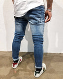 Blue  Knee Zipper Slim Fit Denim B64 Streetwear Denim Jeans - Sneakerjeans
