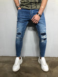 Blue Patched Distressed Denim BL261 Streetwear Jeans - Sneakerjeans