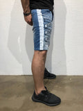 Blue Patched Side Striped Slim Fit Denim Short B167 Streetwear Denim Shorts - Sneakerjeans