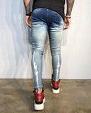 Blue Printed Distressed Ultra Skinny Fit Biker Denim B334 Streetwear Jeans - Sneakerjeans