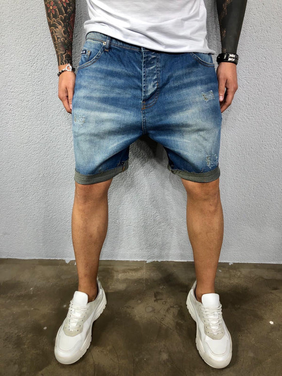 Blue Ripped Jeans Short BL554 Streetwear Jeans Shorts - Sneakerjeans