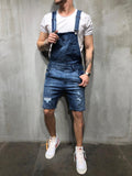Blue Ripped Short Jeans Overall AY606 Streetwear Jeans Overall - Sneakerjeans