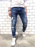 Blue Ripped Slim Fit Jeans B12 Streetwear Jeans - Sneakerjeans