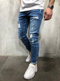 Blue Ripped Ultra Skinny Fit Denim AY308 Streetwear Jeans - Sneakerjeans
