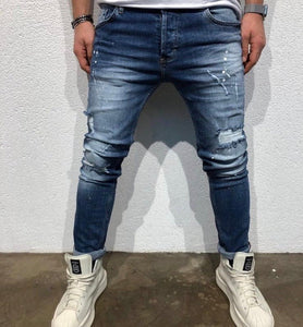 Blue Ripped Ultra Skinny Jeans B58 Streetwear Mens Jeans - Sneakerjeans