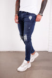 Blue Ripped Ultra Skinny Jeans BI-001 Streetwear Jeans - Sneakerjeans