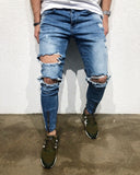 Blue Side Striped Destroyed Skinny Fit Denim B158 Streetwear Denim Jeans - Sneakerjeans