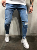 Blue Washed Distressed Ultra Skinny Fit Denim AY305 Streetwear Jeans - Sneakerjeans