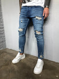 Blue Washed Ripped Ultra Skinny Denim BL405 Streetwear Jeans - Sneakerjeans