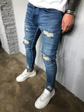 Blue Washed Ripped Ultra Skinny Denim BL405 Streetwear Jeans - Sneakerjeans