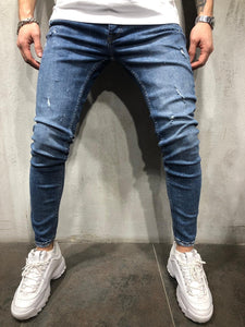 Blue Washed Ultra Skinny Fit Denim AY324 Streetwear Jeans - Sneakerjeans