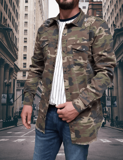 Camouflage-Jacke KB154 Streetwear-Wildlederjacke