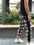 Checker Brown Side Line Zipper Jogger Pants SNJ114 Streetwear Jogger Pants - Sneakerjeans