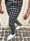 Gray Checkered Banding Slim Fit Casual Mens Pant DJ166 Mens Pant - Sneakerjeans