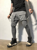 Gray Front Pocket Strap Jogger Pant B343 Streetwear Jogger Pants - Sneakerjeans