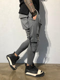 Gray Front Pocket Strap Jogger Pant B343 Streetwear Jogger Pants - Sneakerjeans