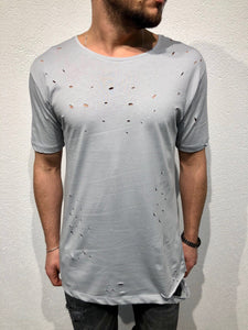 Gray Hole Oversized T-Shirt B87 Streetwear T-Shirts - Sneakerjeans