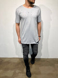 Gray Hole Oversized T-Shirt B87 Streetwear T-Shirts - Sneakerjeans