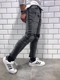 Gray Striped Damaged Slim Fit Jeans B11 Streetwear Jeans - Sneakerjeans