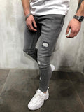 Gray Washed Distressed Ultra Skinny Fit Denim AY304 Streetwear Jeans - Sneakerjeans