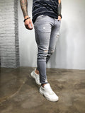 Gray Washed Ripped Ultra Skinny Fit Denim BL205 Streetwear Jeans - Sneakerjeans