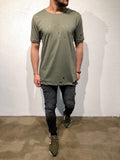 Khaki Hole Oversized T-Shirt B87 Streetwear T-Shirts - Sneakerjeans