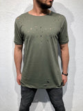 Khaki Hole Oversized T-Shirt B87 Streetwear T-Shirts - Sneakerjeans