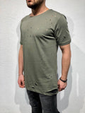Khaki Hole Oversized T-Shirt B87 Streetwear T-Shirts - Sneakerjeans