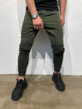 Khaki Knee Side Pocket Zipper Jogger Pant B170 Streetwear Jogger Pants - Sneakerjeans