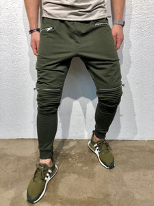 Khaki Knee Zipper Jogger Pant B123 Streetwear Jogger Pants - Sneakerjeans