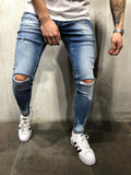 Light Blue Washed Ripped Ultra Skinny Fit Denim AY353 Streetwear Jeans - Sneakerjeans