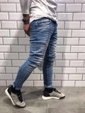 Light Blue Washed Slim Fit Jeans B3 Streetwear Jeans - Sneakerjeans