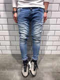 Light Blue Washed Slim Fit Jeans B3 Streetwear Jeans - Sneakerjeans