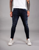 Navy Blue Ripped Ultra Skinny Jeans BI-008 Streetwear Jeans - Sneakerjeans