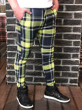 Navy Yellow Checkered Slim Fit Casual Pant DJ112 Streetwear Pant - Sneakerjeans